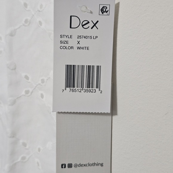 Dex Women Top Blouse White Plus Size X Fit 14/Large Short Sleeves Lace Front 312 - Picture 5 of 9